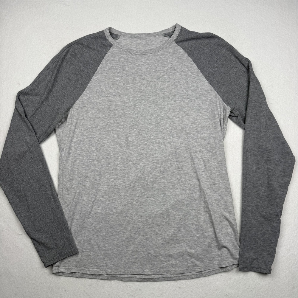 Lululemon Shirt Mens Large Gray Raglan Long Sleeve Athletic Running Top